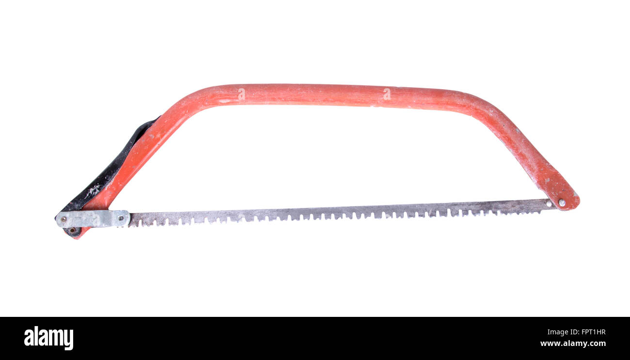 Utilizzato in metallo sega a mano isolati su sfondo bianco Foto Stock