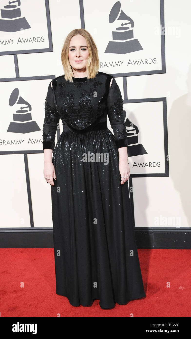 La 58th Annual Grammy Awards - Gli arrivi con: Adele Adkins dove: Los Angeles, California, Stati Uniti quando: 16 Feb 2016 Foto Stock