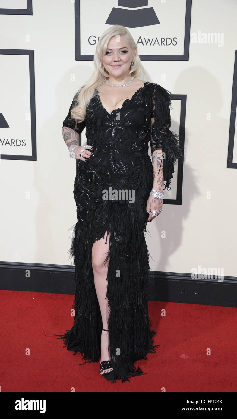 La 58th Annual Grammy Awards - Gli arrivi con: Elle Re dove: Los Angeles, California, Stati Uniti quando: 16 Feb 2016 Foto Stock