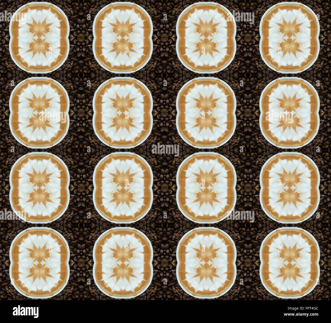 Arte del caffè senza soluzione di continuità sullo sfondo del modello Foto Stock