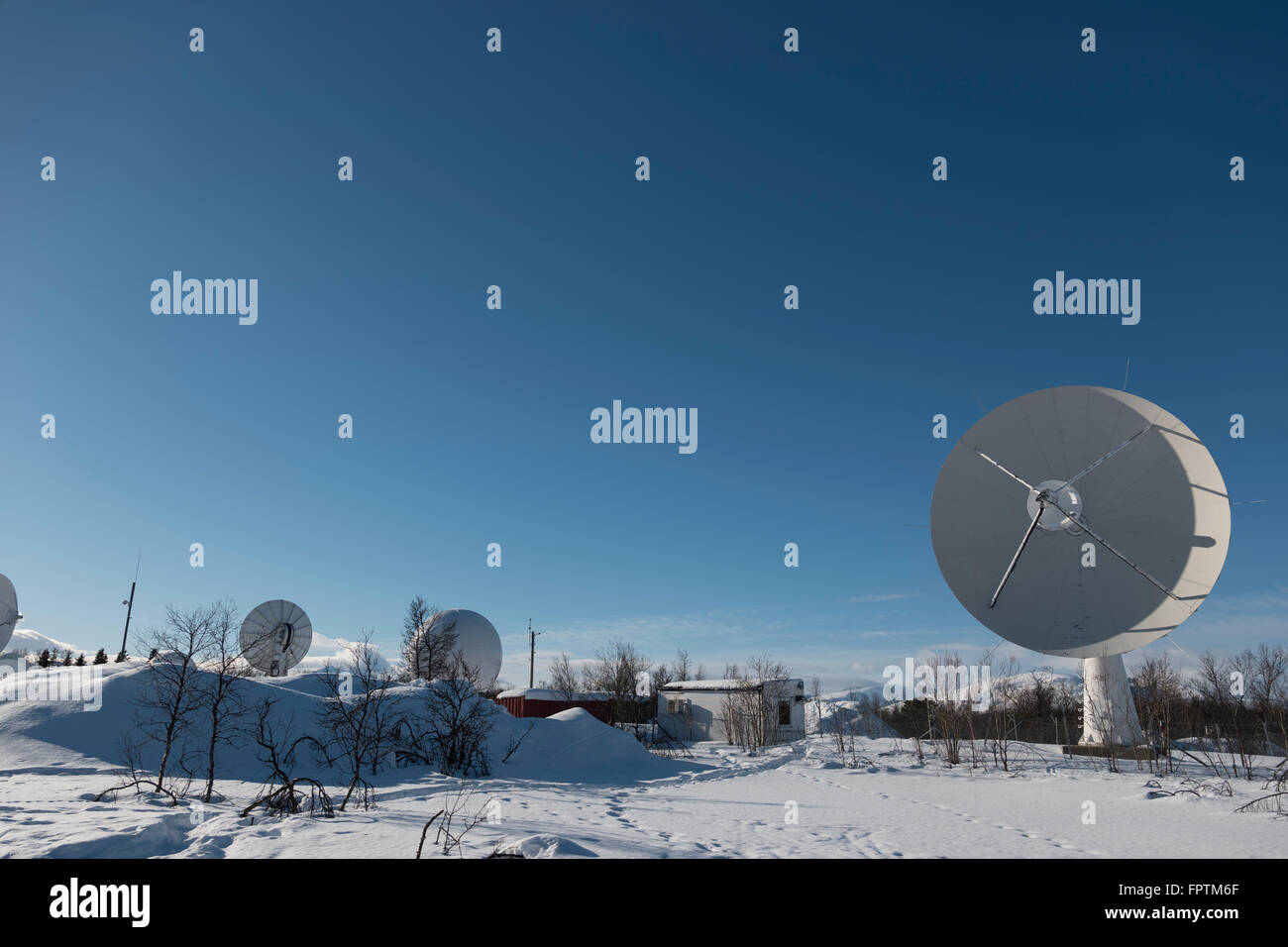 Kongsberg Satellite Services, basato in Tromso, Norvegia. Foto Stock