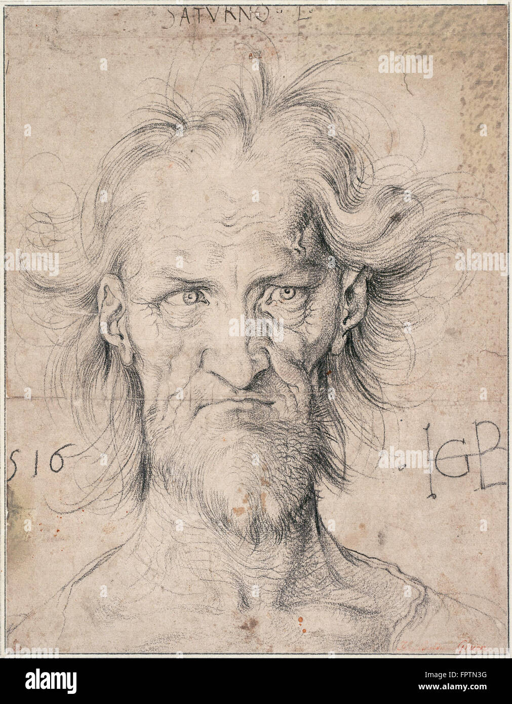Albrecht Durer - testa di un barbuto uomo vecchio Foto Stock