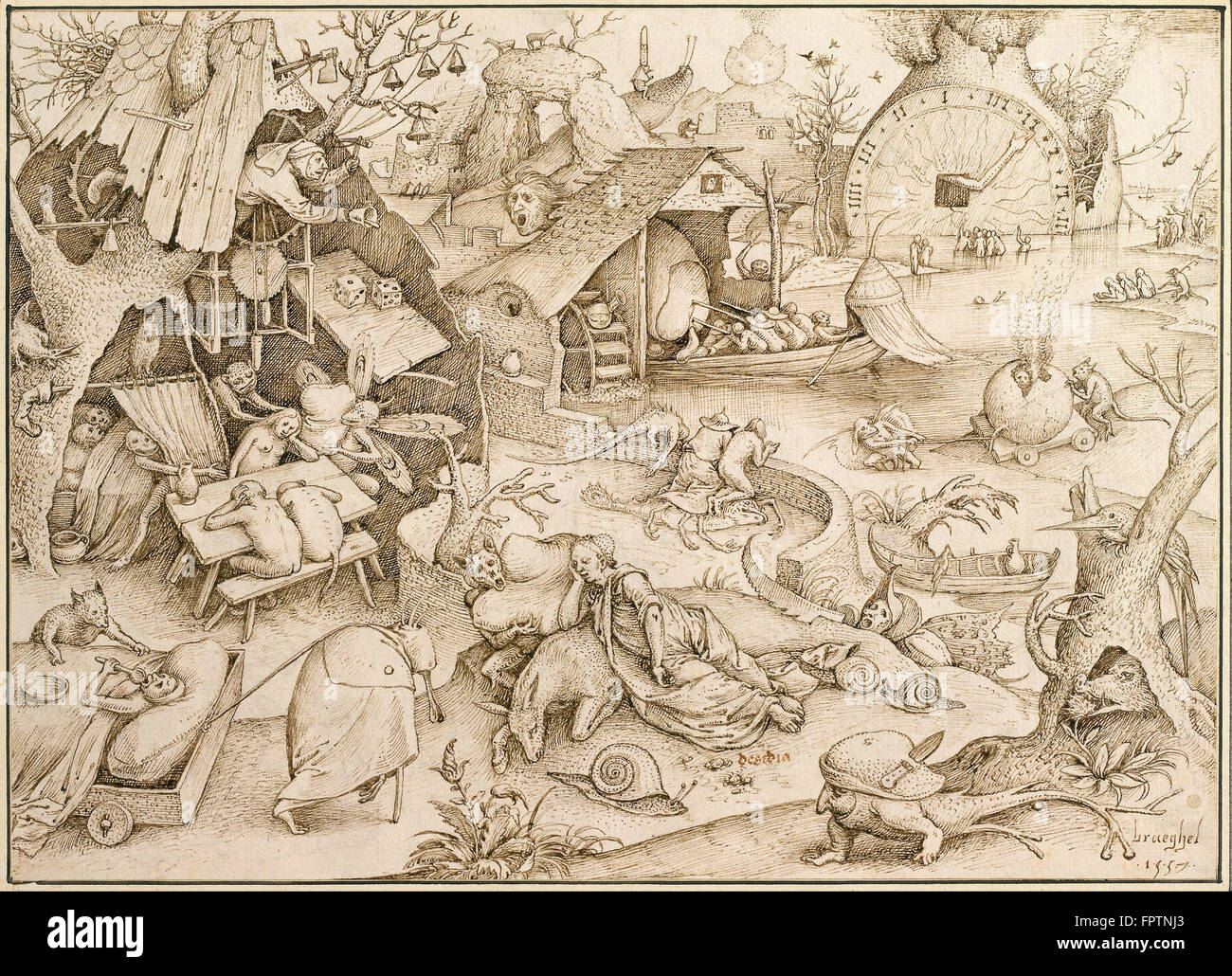 Pieter Bruegel il Vecchio - Desidia (Bradipo) - 1557 Foto Stock