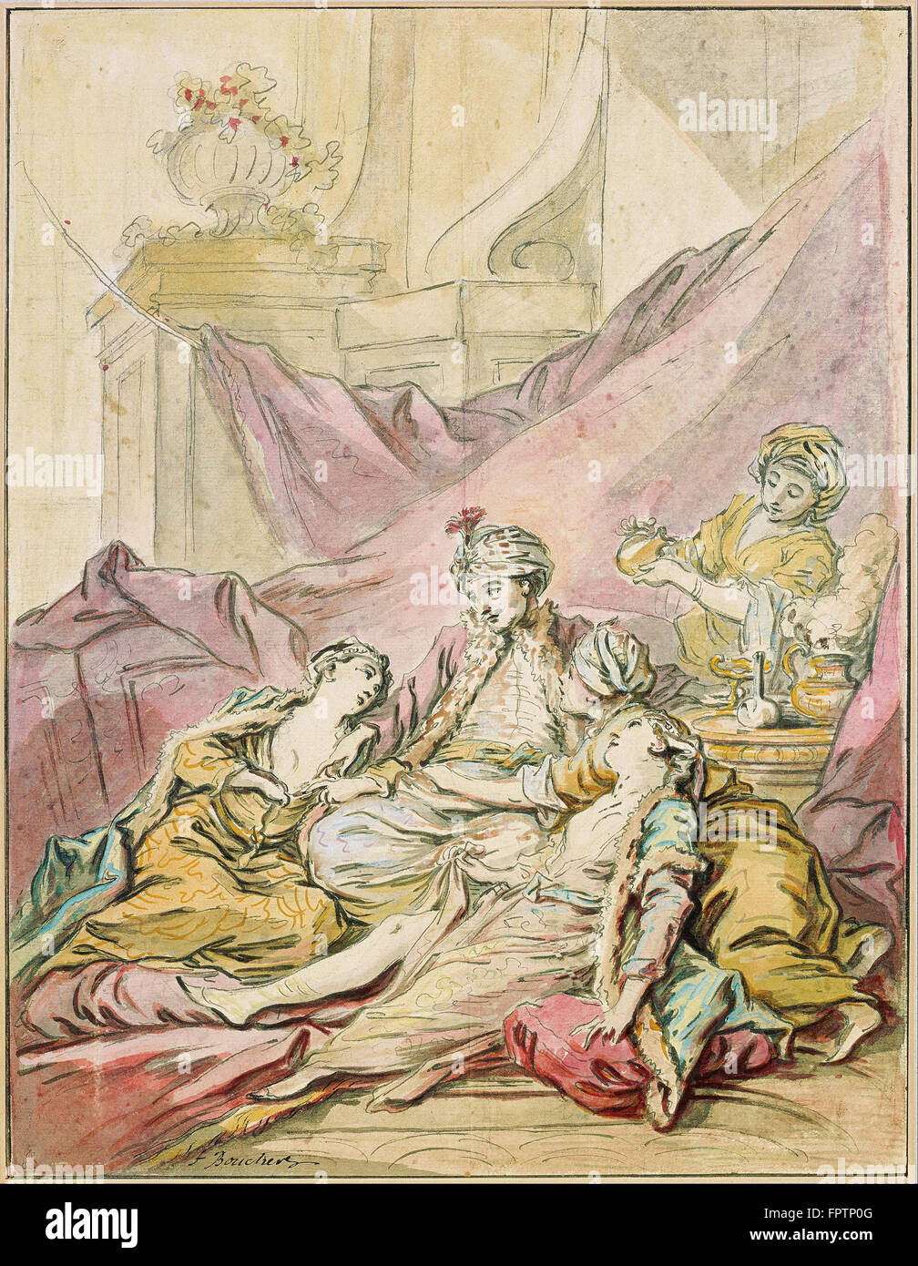 Francois Boucher - Il Pascià nel suo Harem - c. 1735 1739 Foto Stock