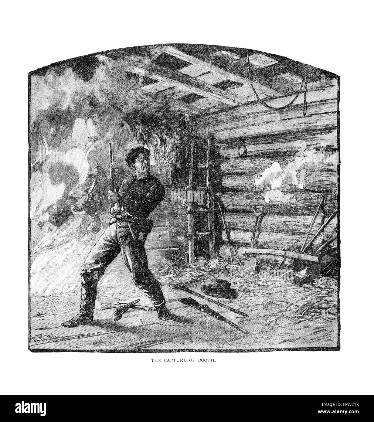 1860 26 aprile 1865 di uccisione per riprese di assassino Giovanni documento Wilkes BOOTH CHI HA UCCISO Abramo Lincoln Foto Stock