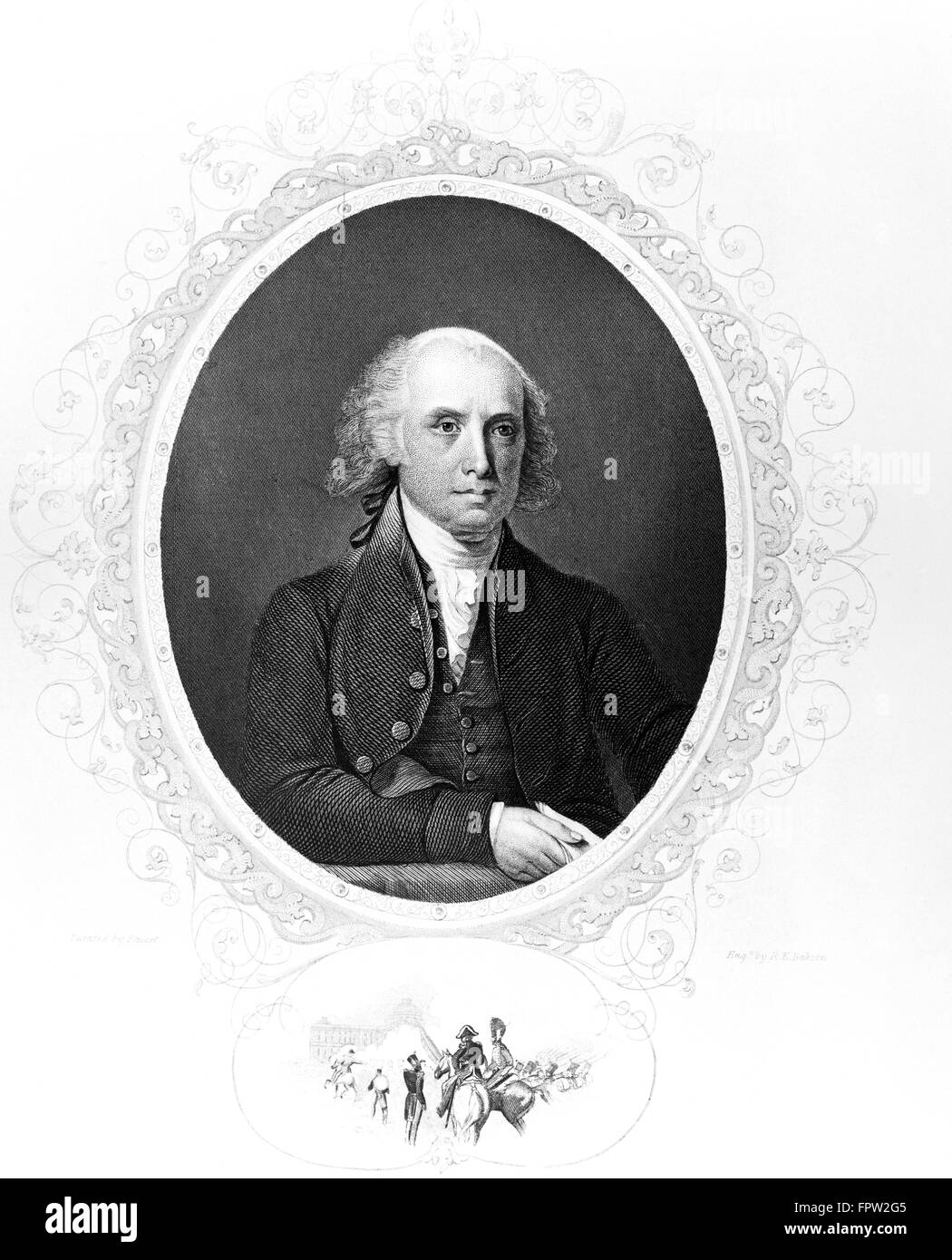 1800s ritratto James Madison 1751-1836 quarto quarto presidente americano padre della costituzione la guerra di 1812 carte federalista Foto Stock