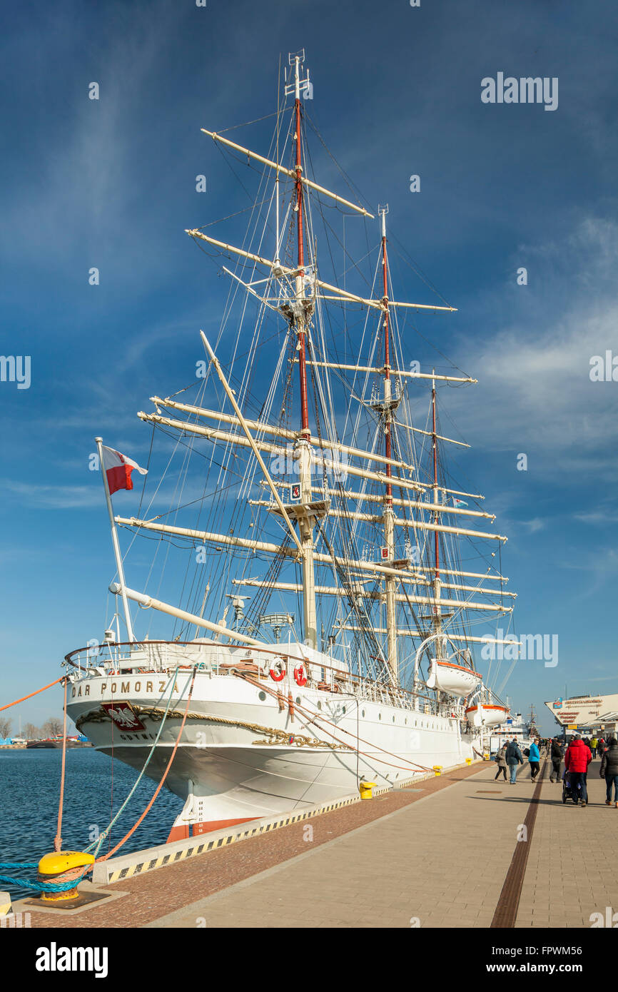 Storica nave a vela 'Dar Pomorza' a Gdynia, Polonia. Foto Stock