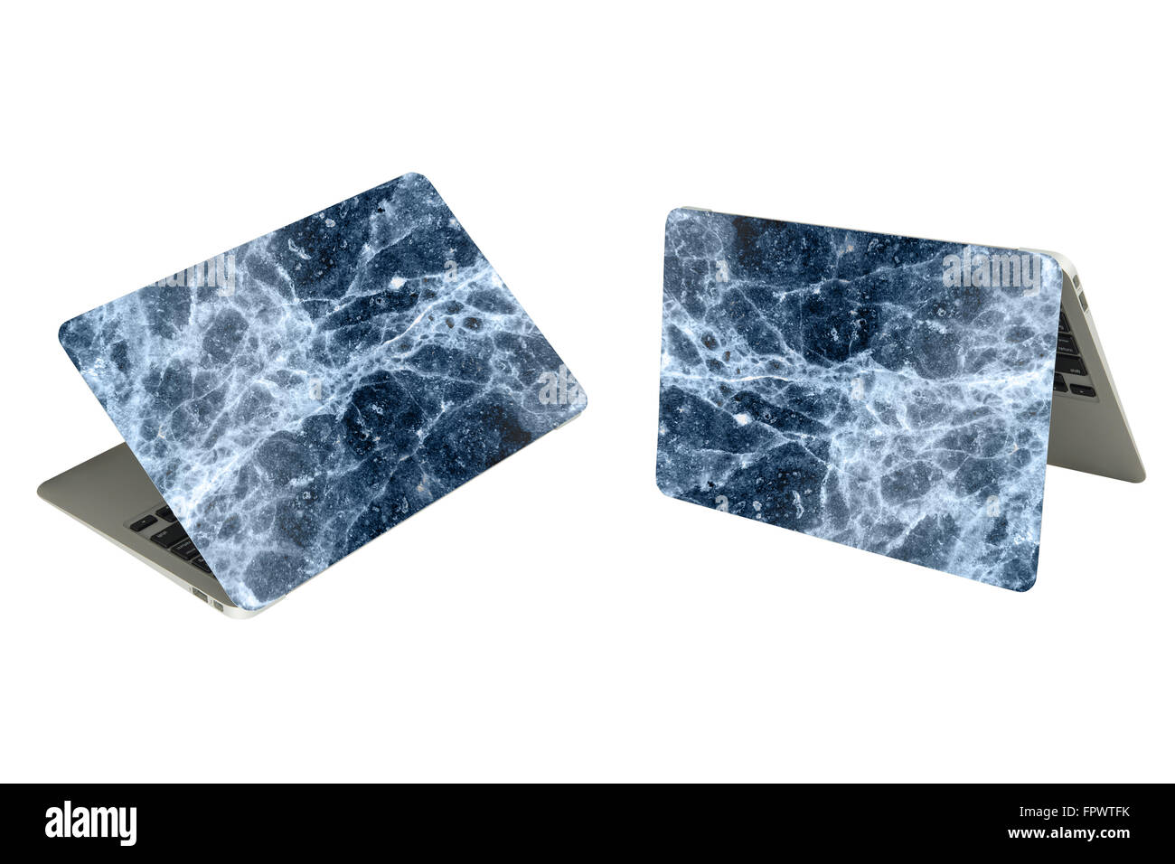 Texture in marmo custodia per portatile su sfondo bianco Foto Stock