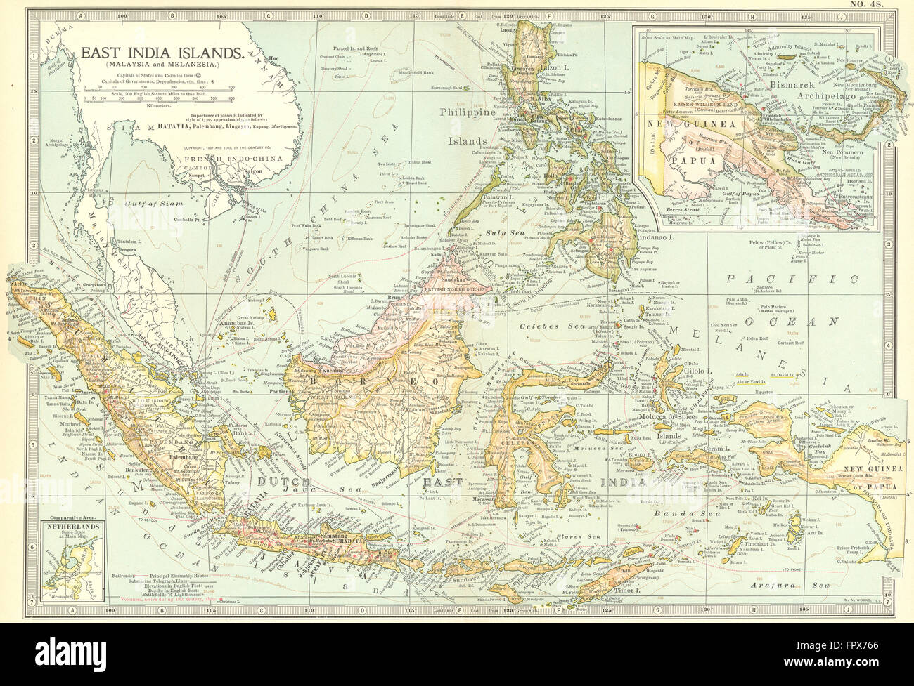 INDONESIA: & arcipelago filippino Indie orientali, 1903 Mappa antichi Foto Stock