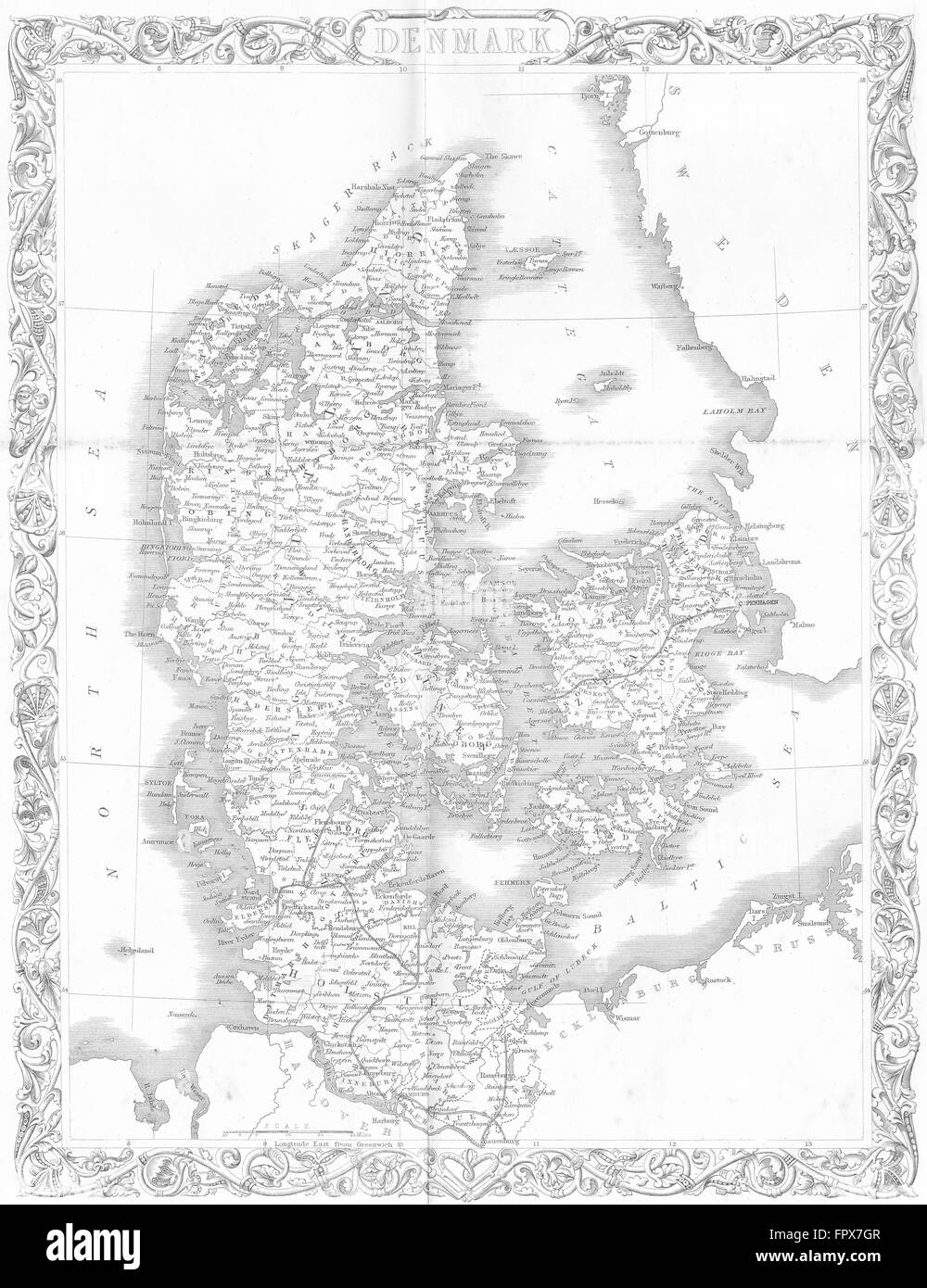 Danimarca: Rapkin, 1860 Mappa antichi Foto Stock