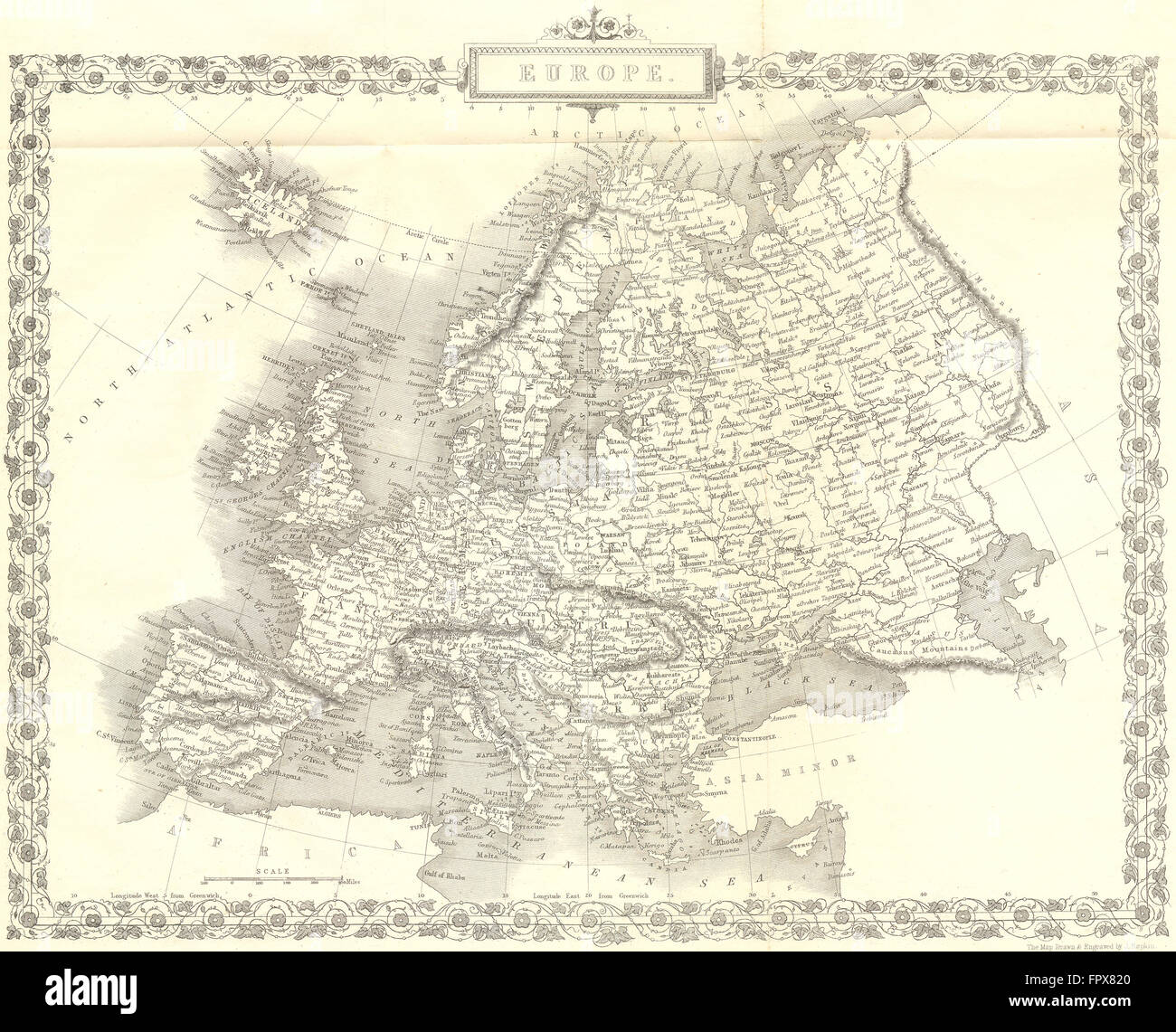 Europa - continente: Rapkin, 1850 Mappa antichi Foto Stock