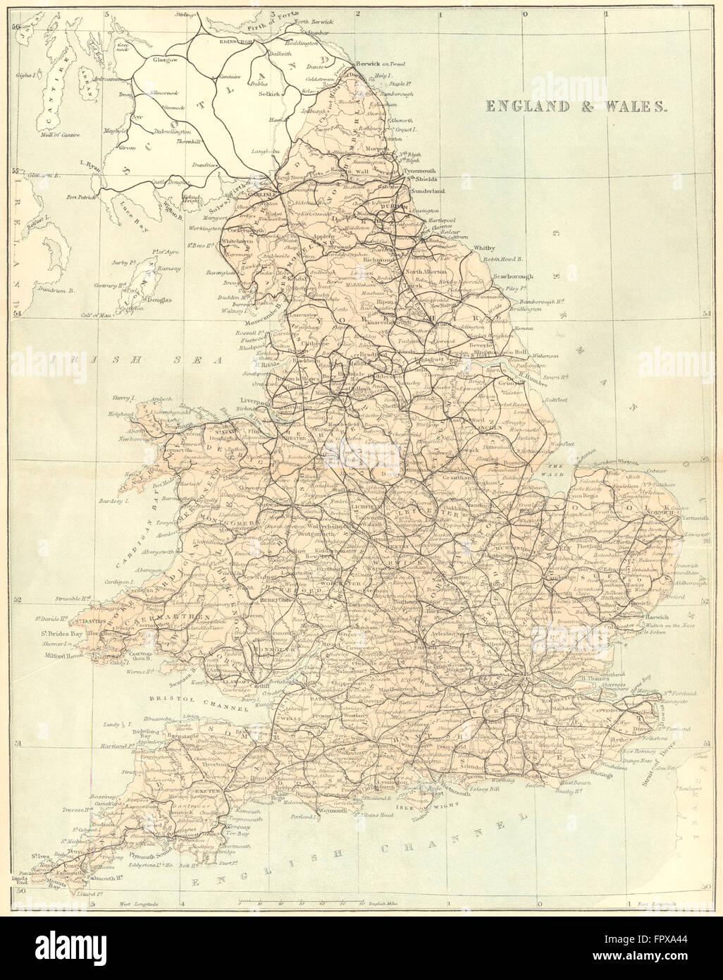 Inghilterra: Inghilterra Galles: virtù, 1868 Mappa antichi Foto Stock