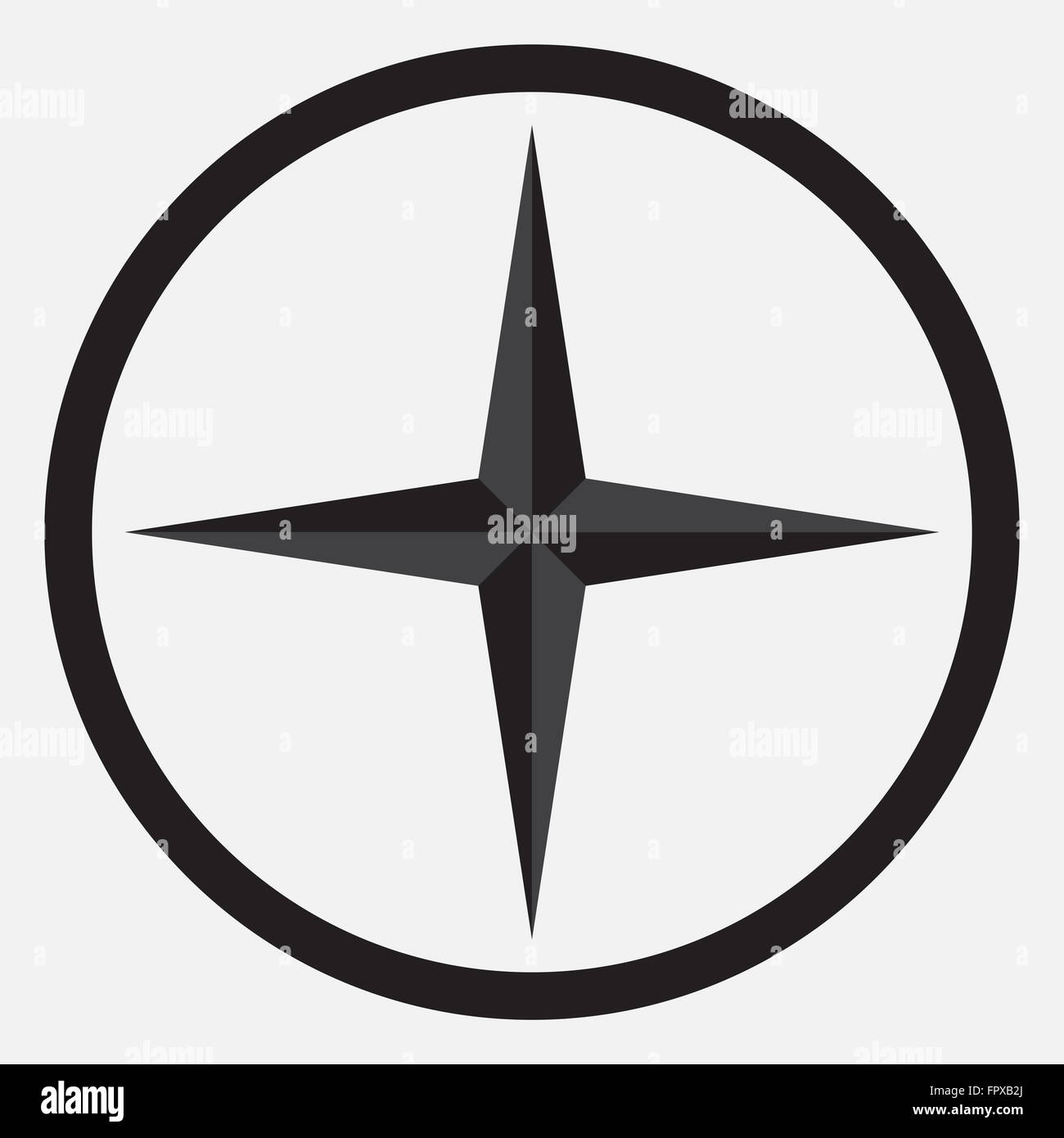 Compass icona a forma di stella monocromatico bianco e nero. Bussola e star, nautico star, bussola, in direzione di navigazione. Abstract del vettore Foto Stock