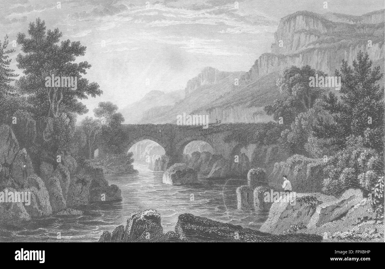 Galles: Pont-y-coppia, Caernarfonshire: Gastineau, antica stampa 1831 Foto Stock