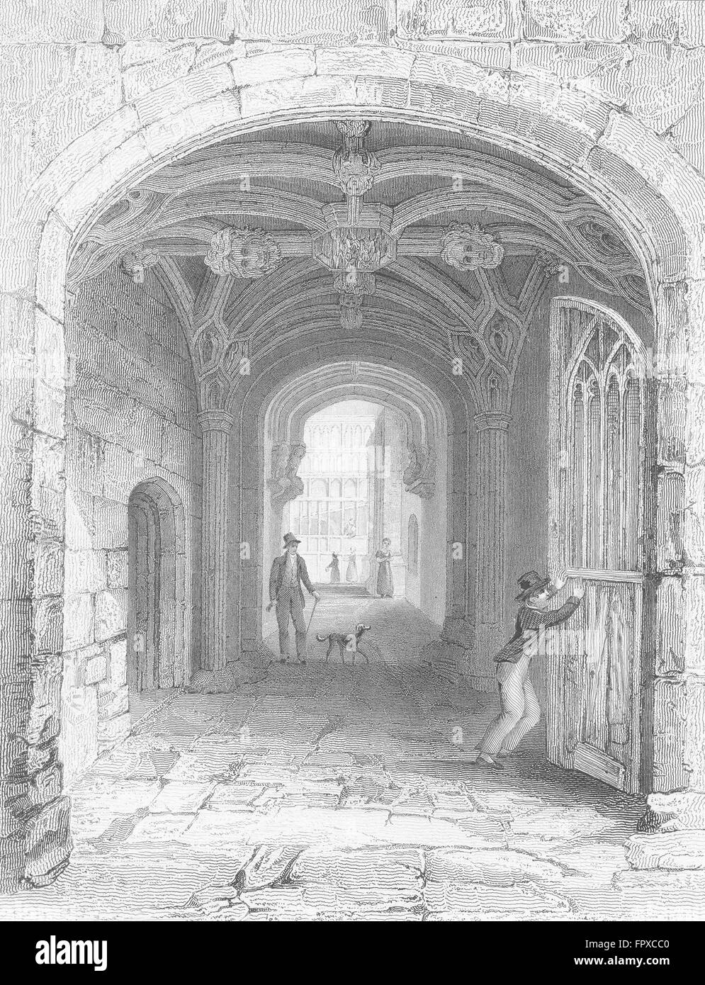COVENTRY: Entrata gateway, St Mary Hall: Bartlett, antica stampa 1830 Foto Stock