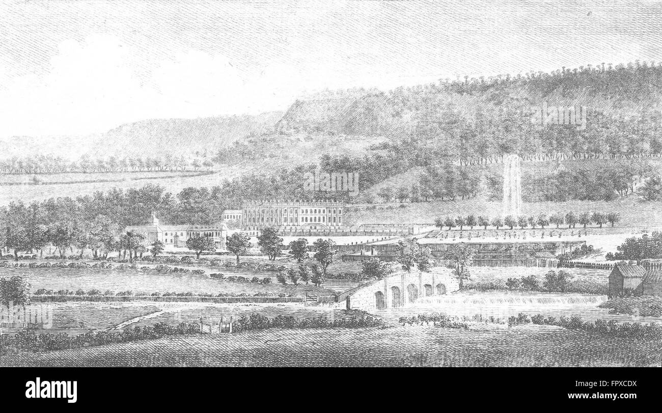 DERBYS: Chatsworth House, duca Devon: Goadby, antica stampa 1787 Foto Stock