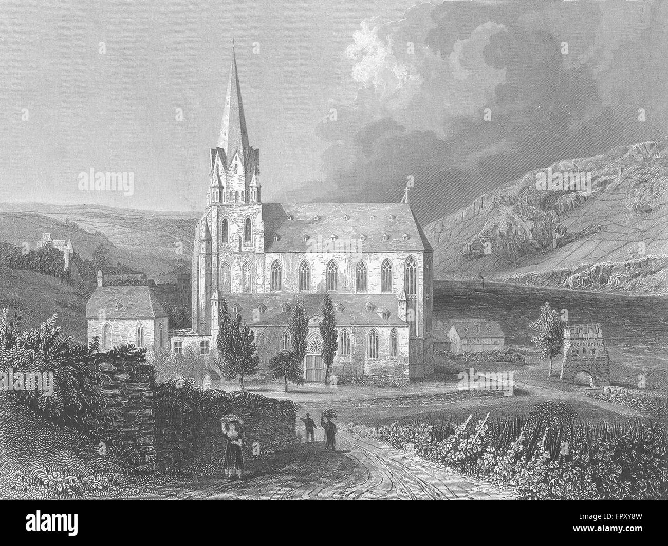 Germania: Chiesa Maria Vergine, Oberwesel: Tombleson, antica stampa 1830 Foto Stock