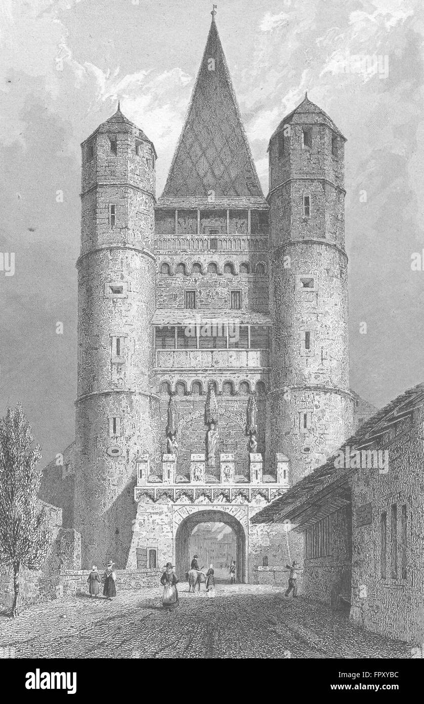 Svizzera: St Pauls gate, Basilea: Germania: Tombleson, antica stampa 1830 Foto Stock