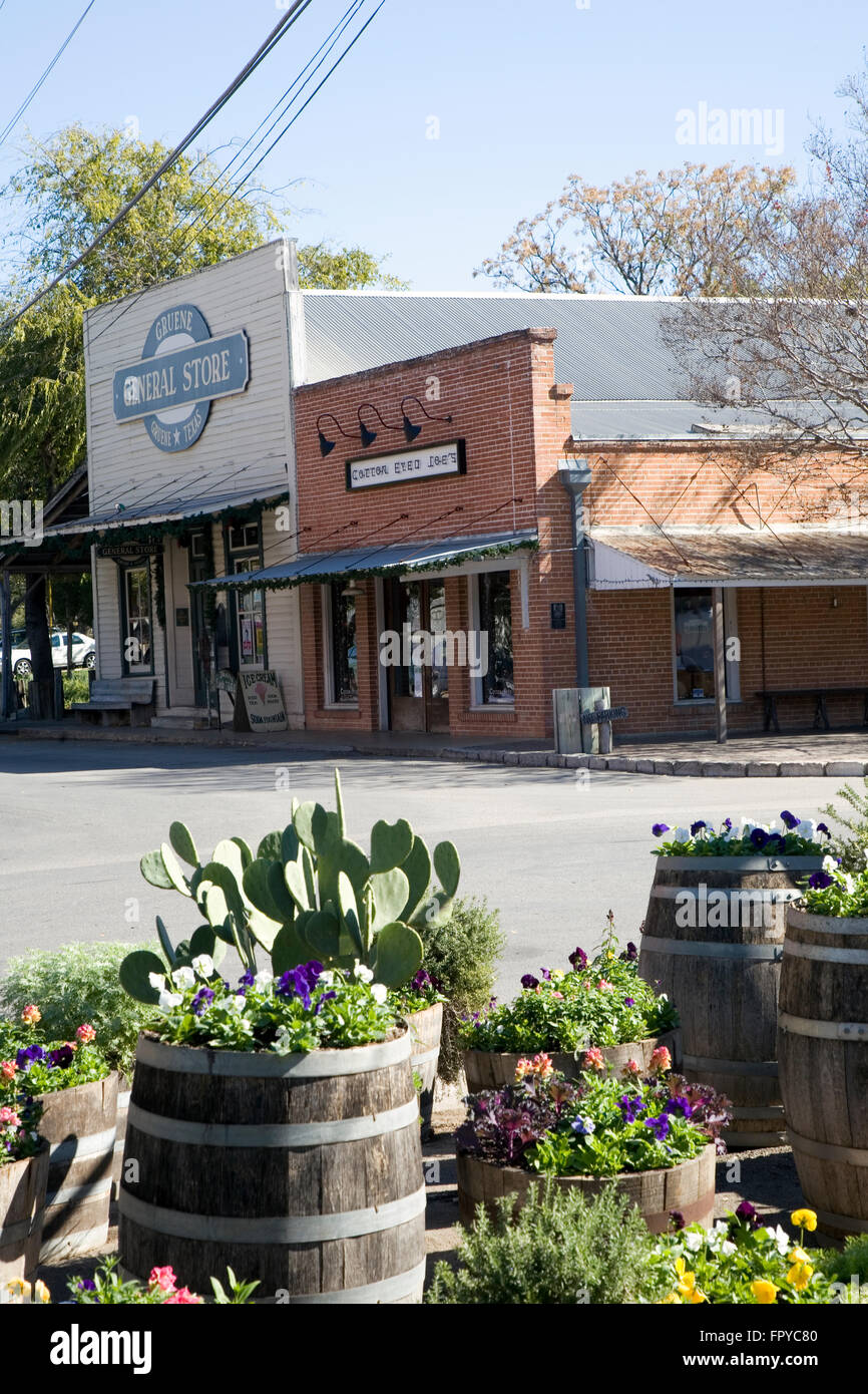 Fondata nel 1872 da immigrati tedeschi, Gruene è conservato come un Distretto Storico Nazionale e attira migliaia di visitatori in un anno Foto Stock