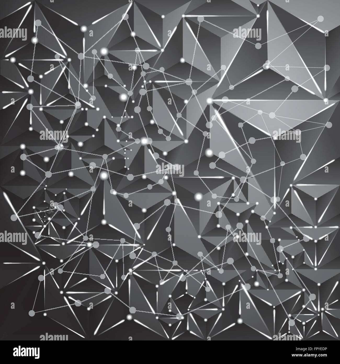 Triangolo astratto sfondo scuro con neon punti e linee. Struttura di collegamento. Illustrazione Vettoriale. Vettore poligonale Illustrazione Vettoriale