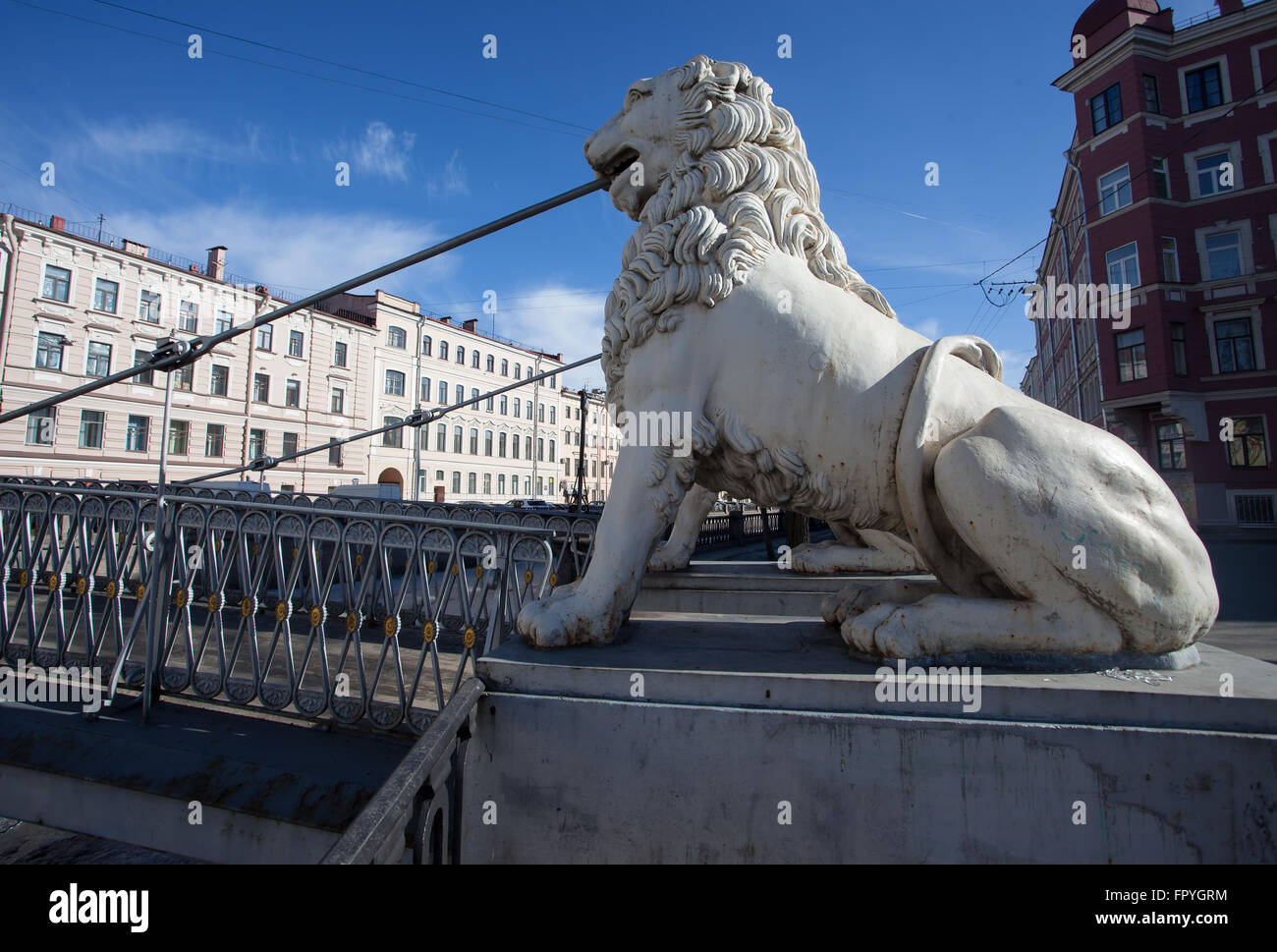 Lion il ponte di San Pietroburgo, Russia Foto Stock