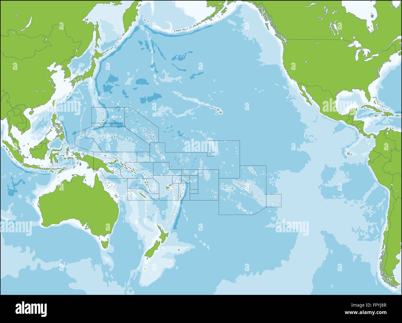 Mappa di Oceania Illustrazione Vettoriale