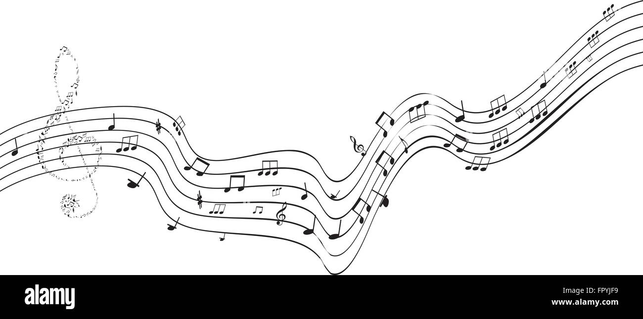 Note musicali su pentagrammi. illustrazione vettoriale Illustrazione Vettoriale