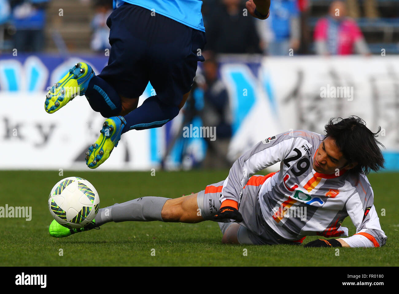 Hidetoshi Miyuki (Renofa), 20 marzo 2016 - Calcio : 2016 J2 League match tra Yokohama FC 2-0 Renofa Yamaguchi FC presso la NHK MOLLA Mitsuzawa Football Stadium, Kanagawa, Giappone. (Foto da Shingo Ito/AFLO SPORT) Foto Stock