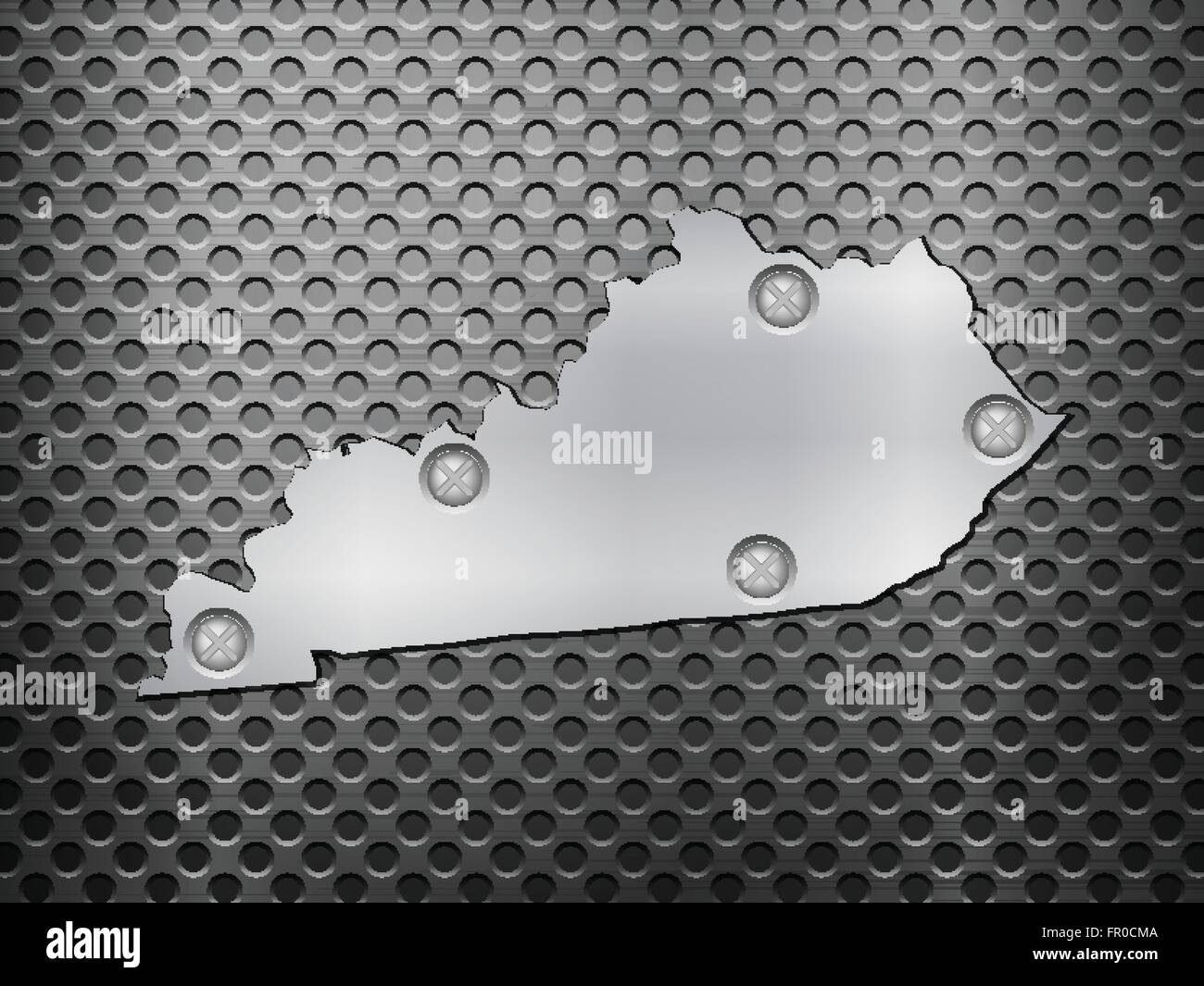 Kentucky mappa di metallo su un nero griglia metallica. Illustrazione Vettoriale