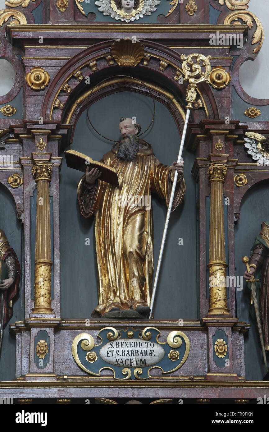 San Benedetto, Basilica di San Vito di Ellwangen, in Germania il 7 maggio 2014. Foto Stock