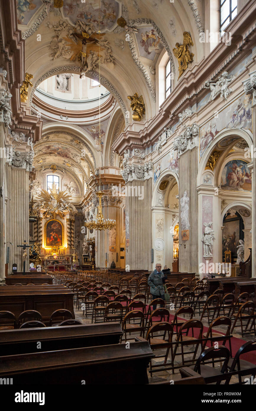 Interno barocco di San Anna Chiesa di Cracovia, in Polonia. Foto Stock