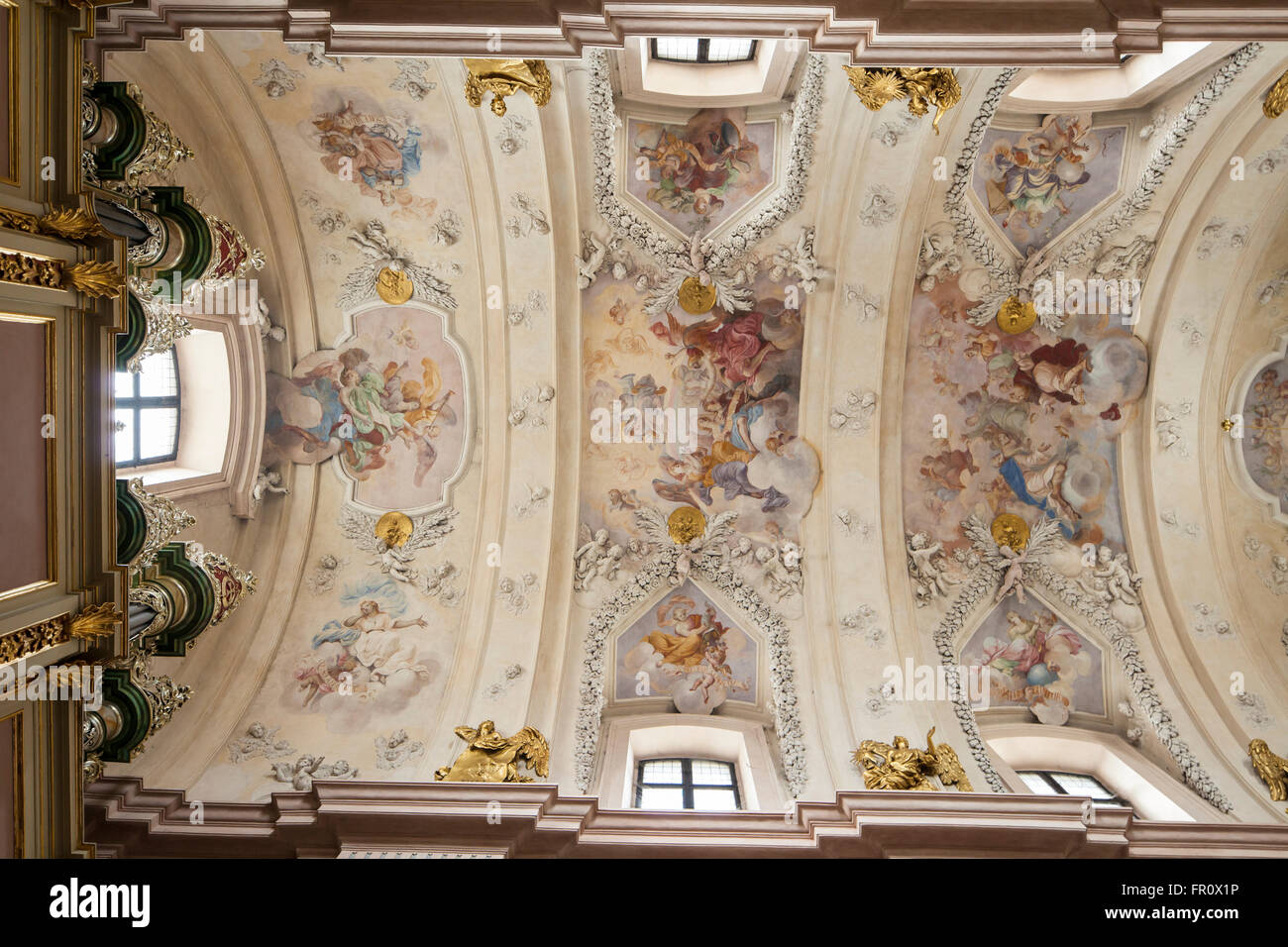 Interno barocco di San Anna Chiesa di Cracovia, in Polonia. Foto Stock