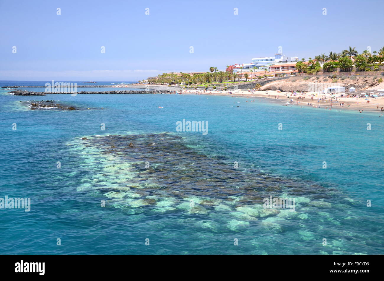 Gorgeous sandy Del Duque beach sull'isola di Tenerife, Spagna. Foto Stock