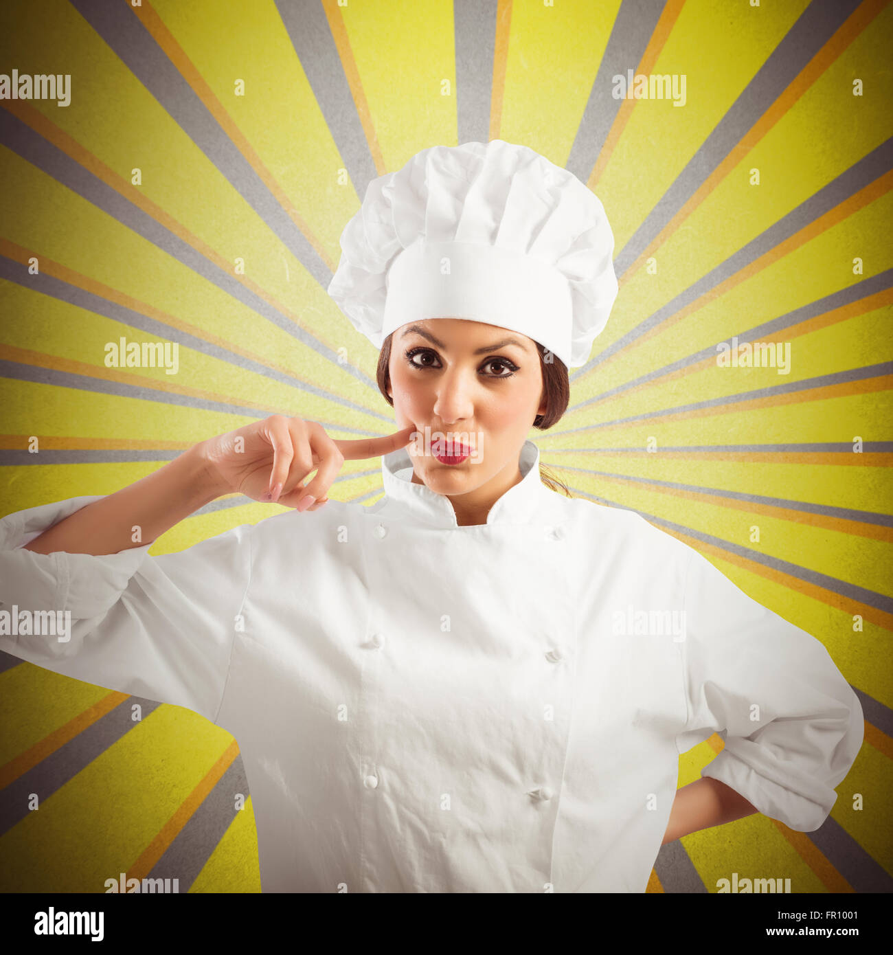 Lo chef donna deliziosa Foto Stock