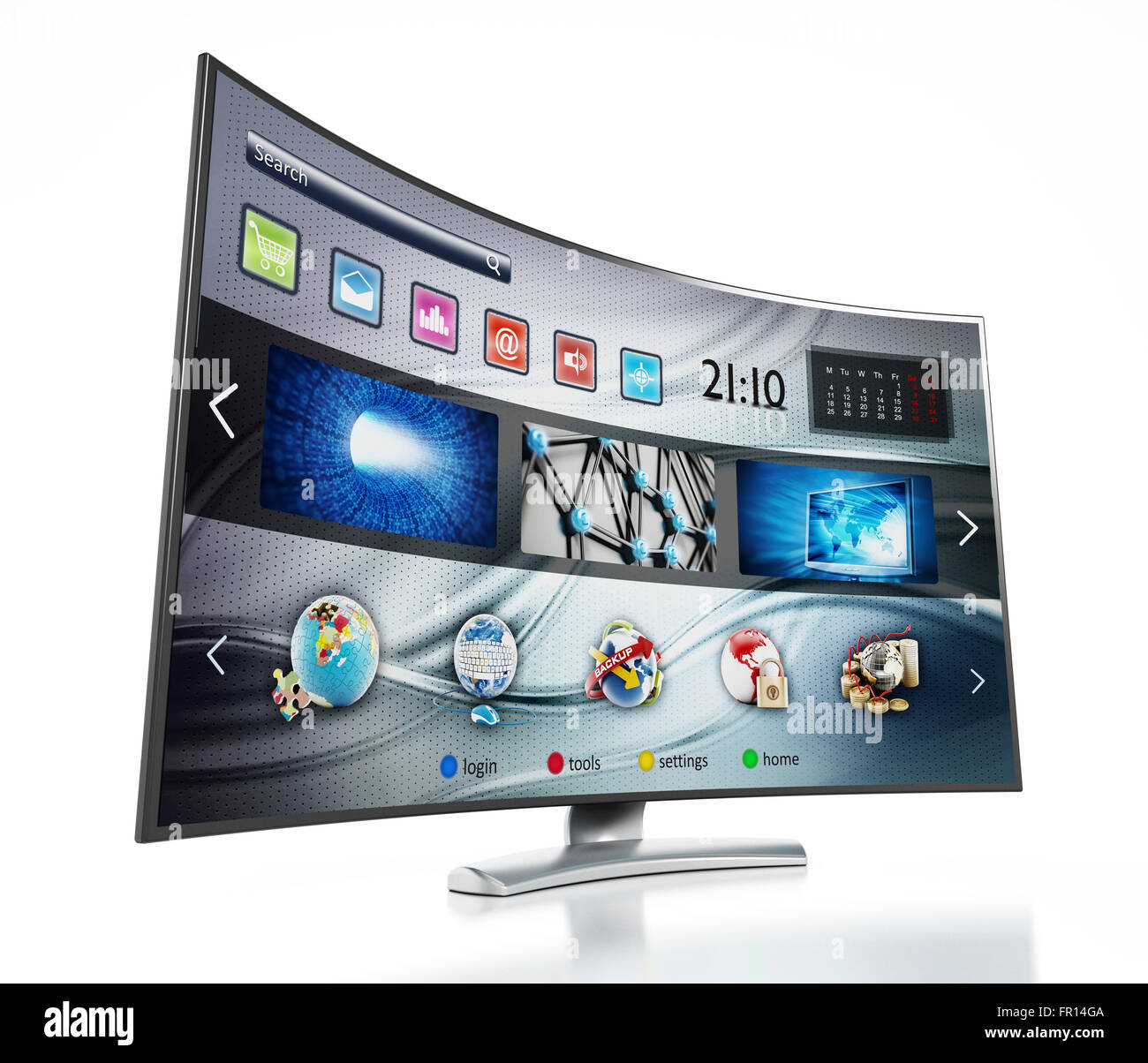 Smart TV con fittizio di design di interfaccia che mostra la schermata principale Foto Stock