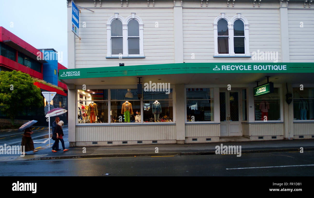Negozio di fronte, Wellington, Nuova Zelanda Foto Stock
