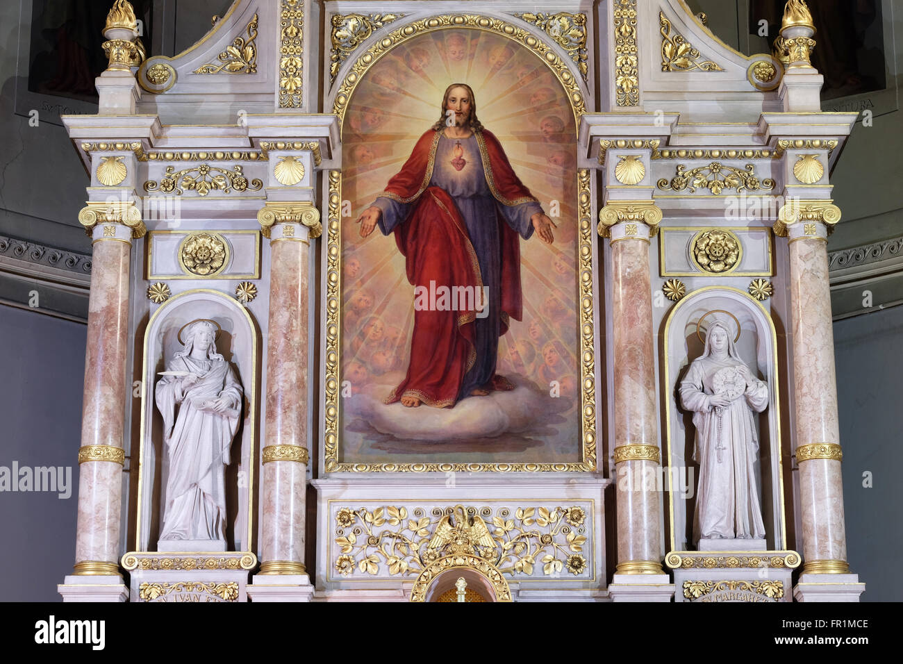 Altare Maggiore della Basilica del Sacro Cuore di Gesù a Zagabria in Croazia il 14 settembre, 2015 Foto Stock