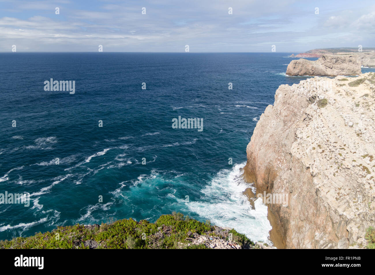 Cap Saint Vincent, Algarve, a sud del Portogallo, Europa, vista sull Oceano Atlantico, costa, costa, luogo turistico, turismo Foto Stock