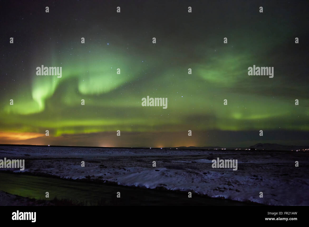 Aurora boreale, Islanda Foto Stock