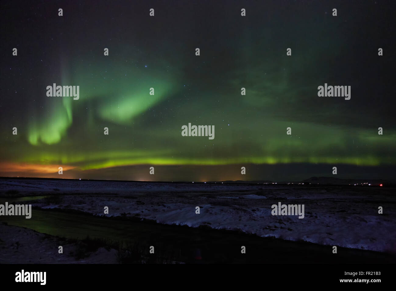 Aurora boreale, Islanda Foto Stock