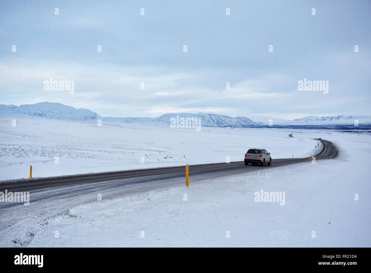 Strada invernale in Islanda Foto Stock