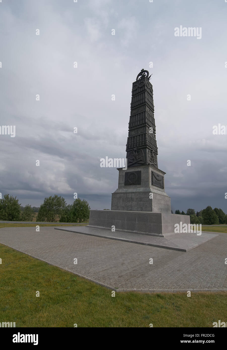 Monumento commemorativo a Borodinò campo di battaglia in Russia Foto Stock