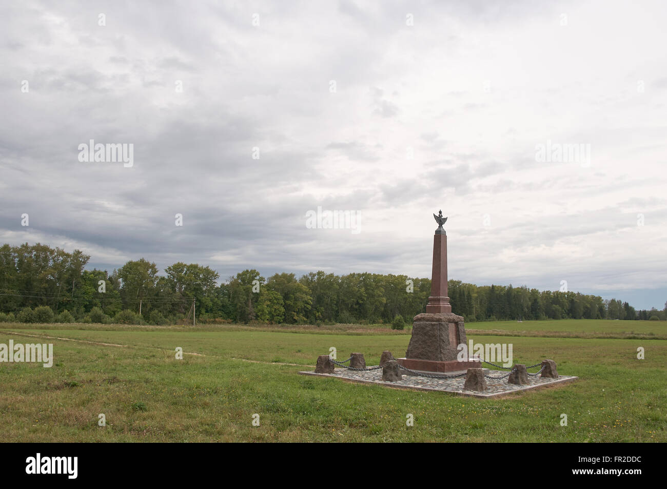 Monumento commemorativo a Borodinò campo di battaglia in Russia Foto Stock
