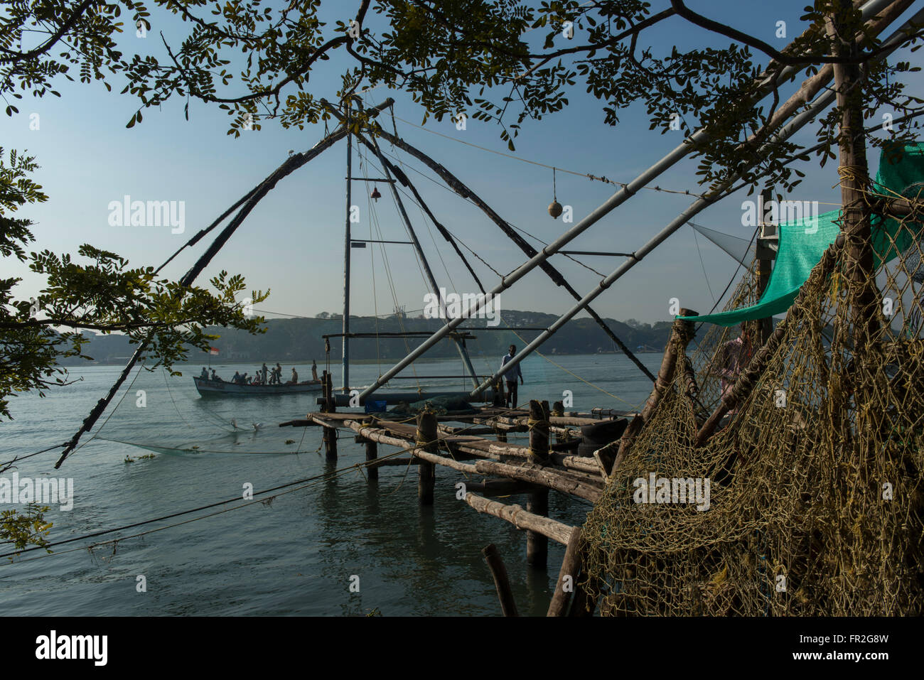 Cinese di reti da pesca, Kochi - Cochin Foto Stock