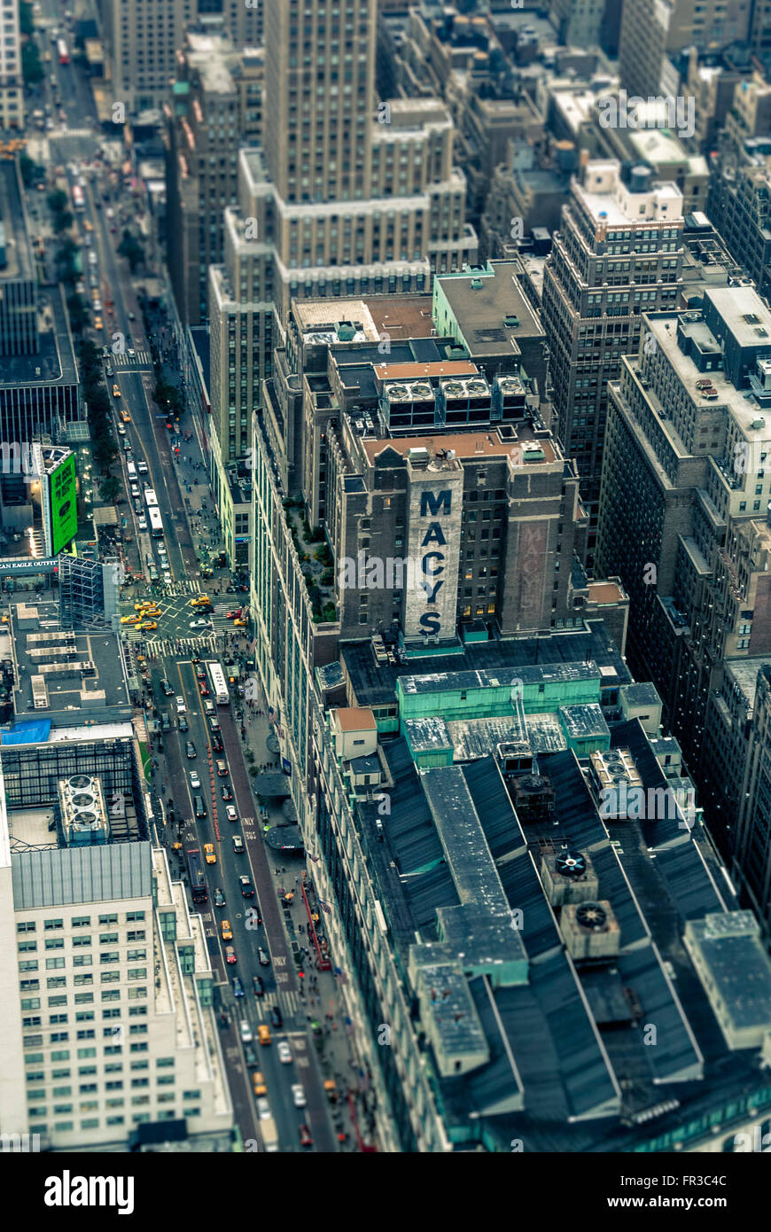 Grande magazzino Macy's, New York City. Vista aerea dall'Empire state Building, USA. Foto Stock