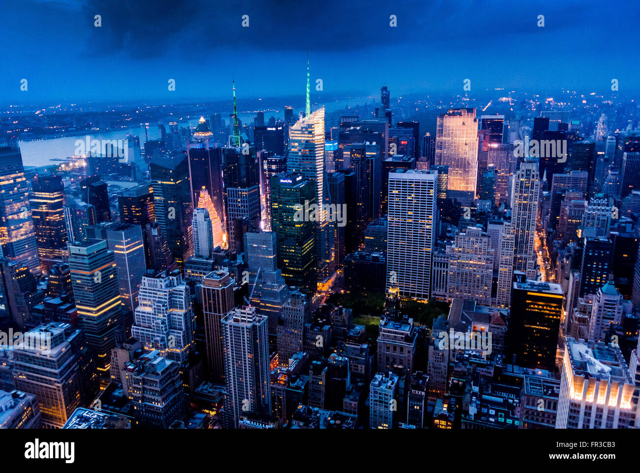 Vista verso West New york attraverso Fiume Hudson da Empire State Building di New York City, Stati Uniti d'America. Foto Stock