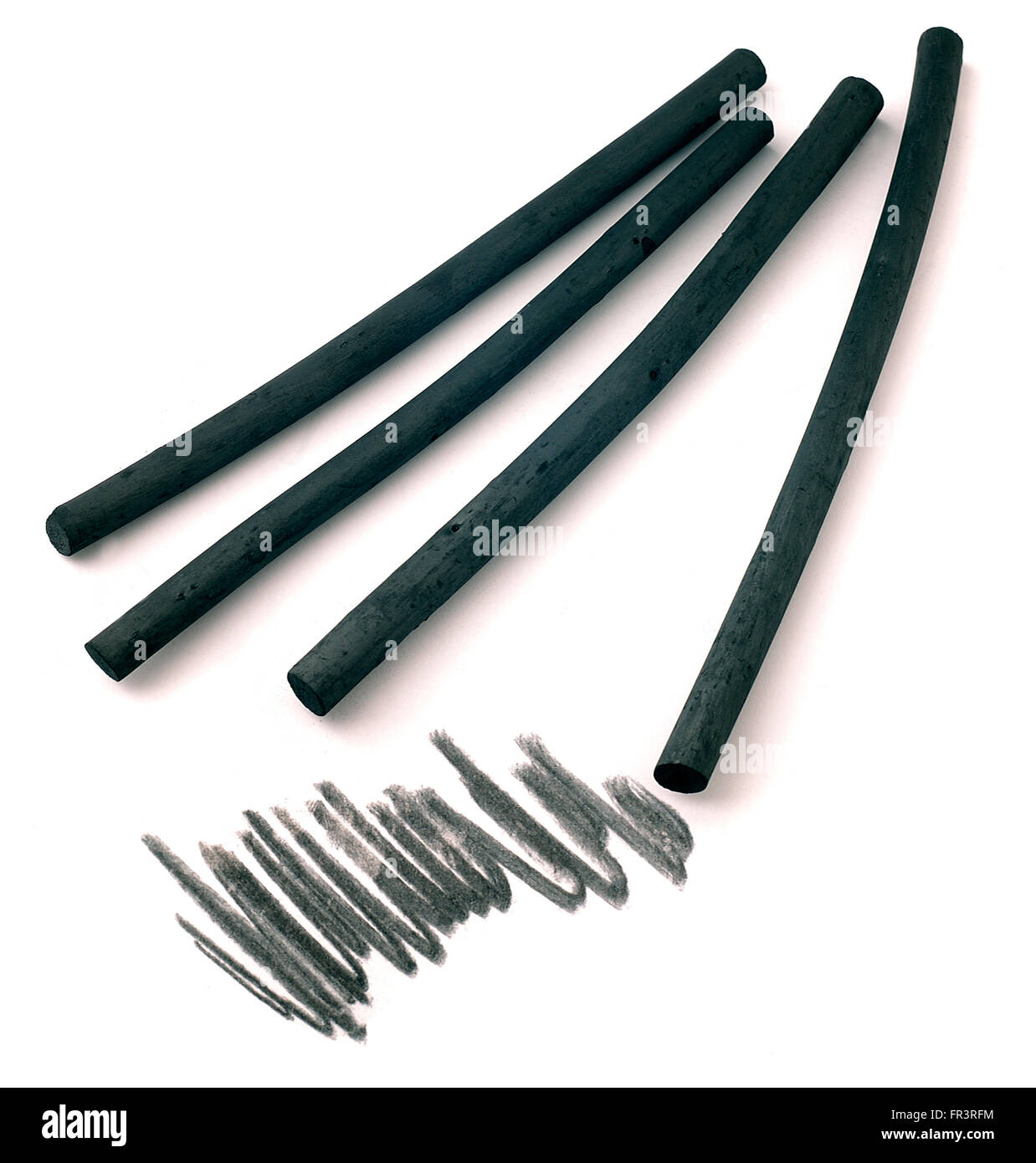 Quattro bastoni di carbone di disegno Foto Stock