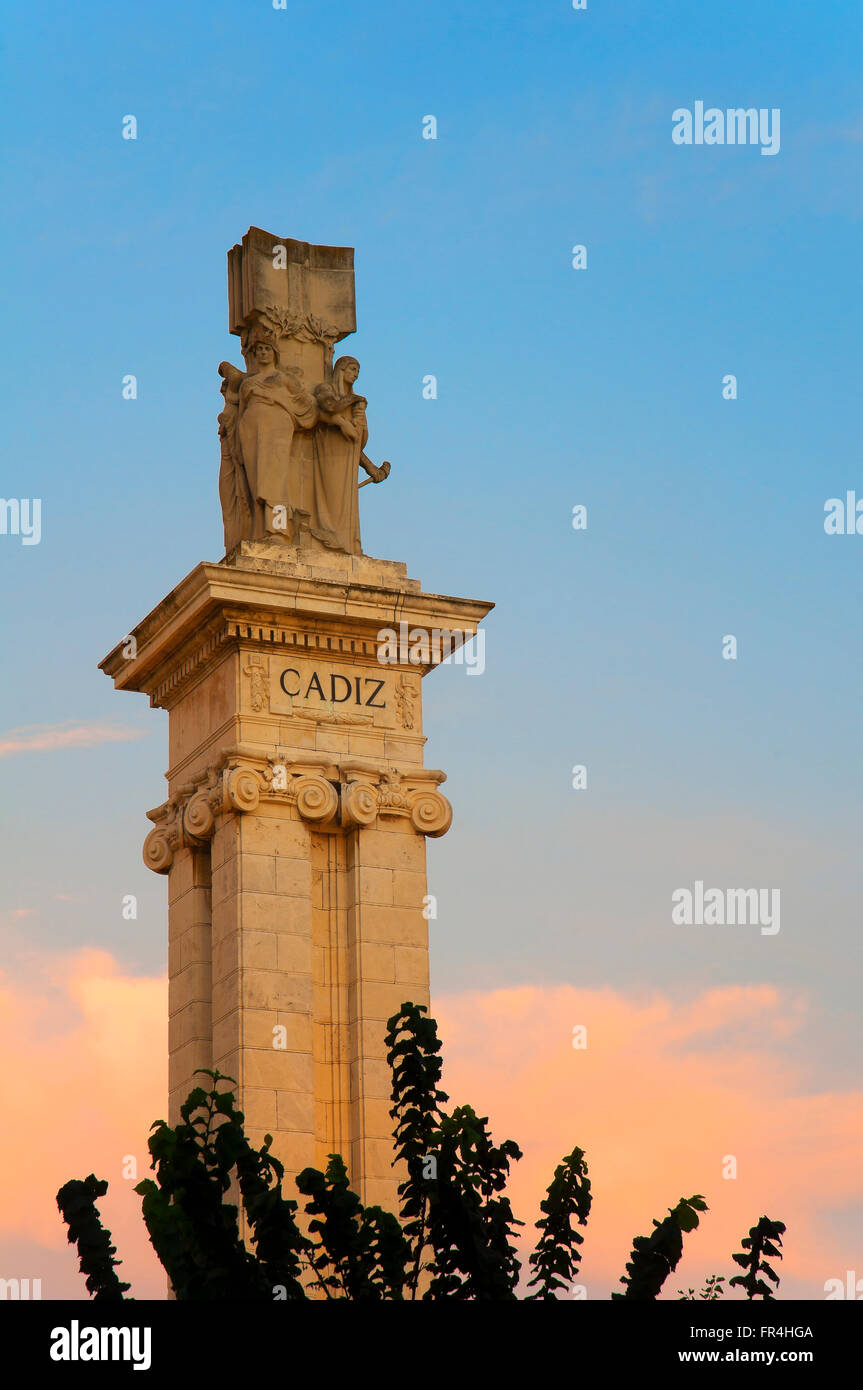 Monumento alla Costituzione del 1812 - Dettaglio, Cadiz, regione dell'Andalusia, Spagna, Europa Foto Stock