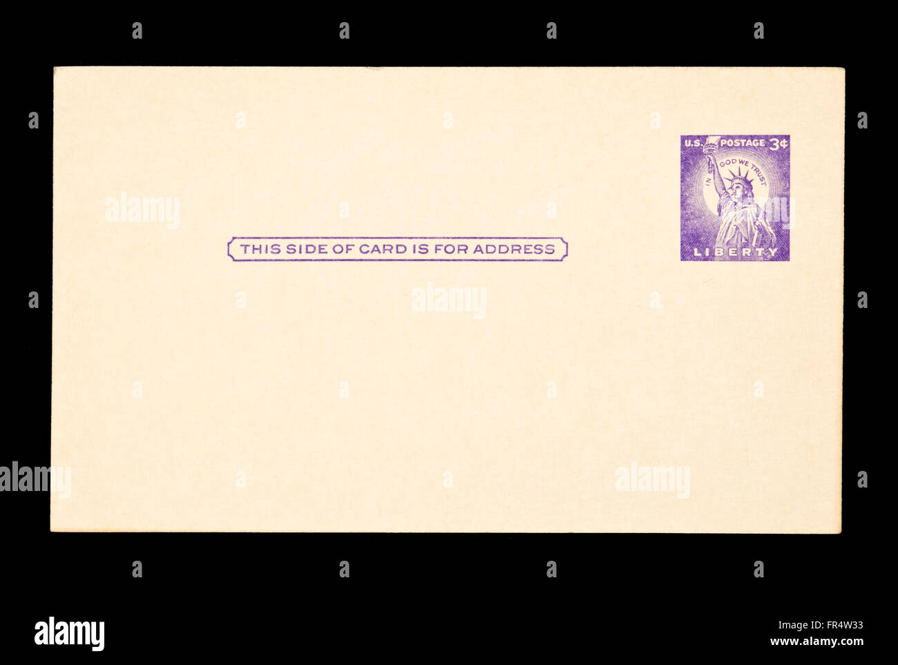 Scheda di affrancatura postale degli Stati Uniti raffigurante la Statua della Libertà. Foto Stock