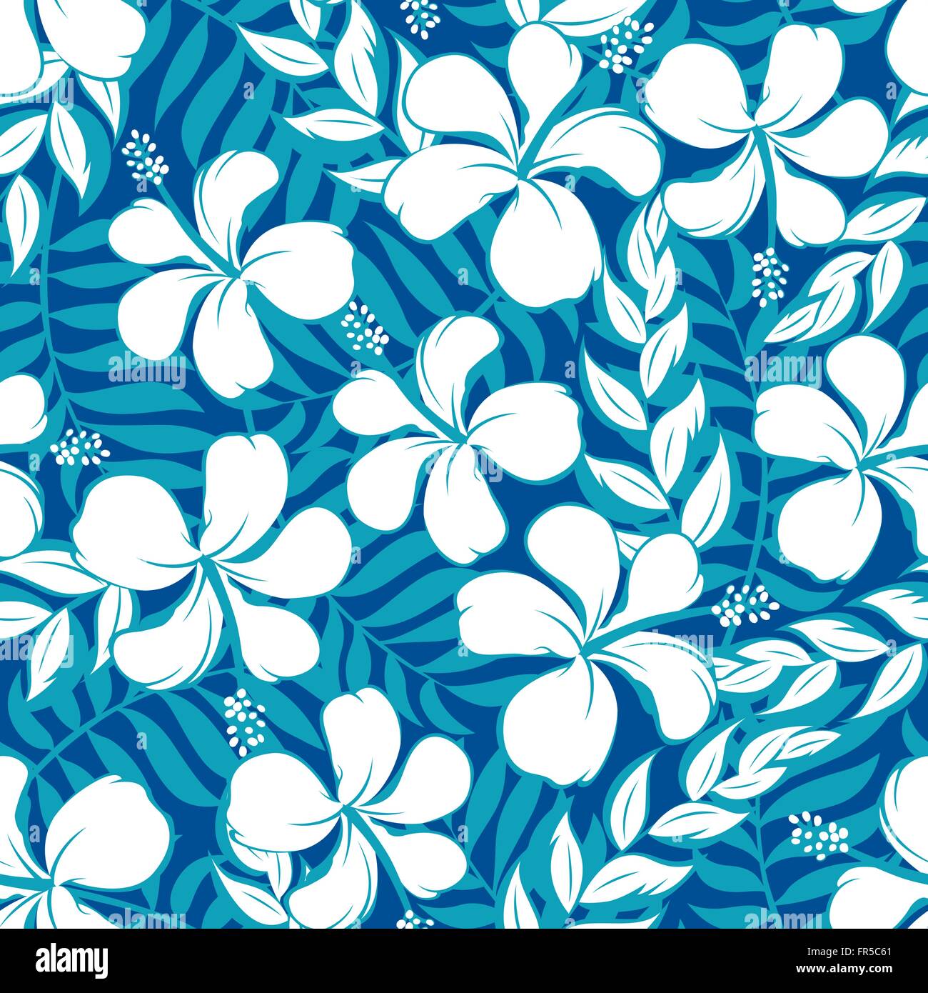 Tropical bianco e turchese graphic seamless pattern . Illustrazione Vettoriale